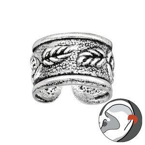 Sterling Silver Rose Vine Ear Cuff – Wide Floral Band, No Piercing Needed